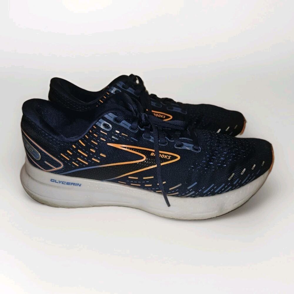 Brooks Glycerin 20 Running Shoes Men’s Size 10 2E Wide Navy Blue Orange Sneakers - Picture 2 of 8